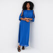 Robe longue manches 3/4 fendues bleu roi femme