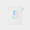 T-shirt sequins manches courtes coton ivoire fille