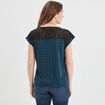 T-shirt dentelle épaules et dos bleu marine femme