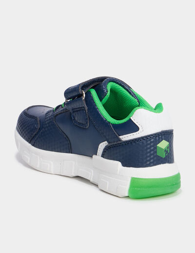 Tennis semelles lumineuses Minecraft bleu marine garçon