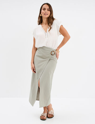 Blouse manches courtes blanc femme