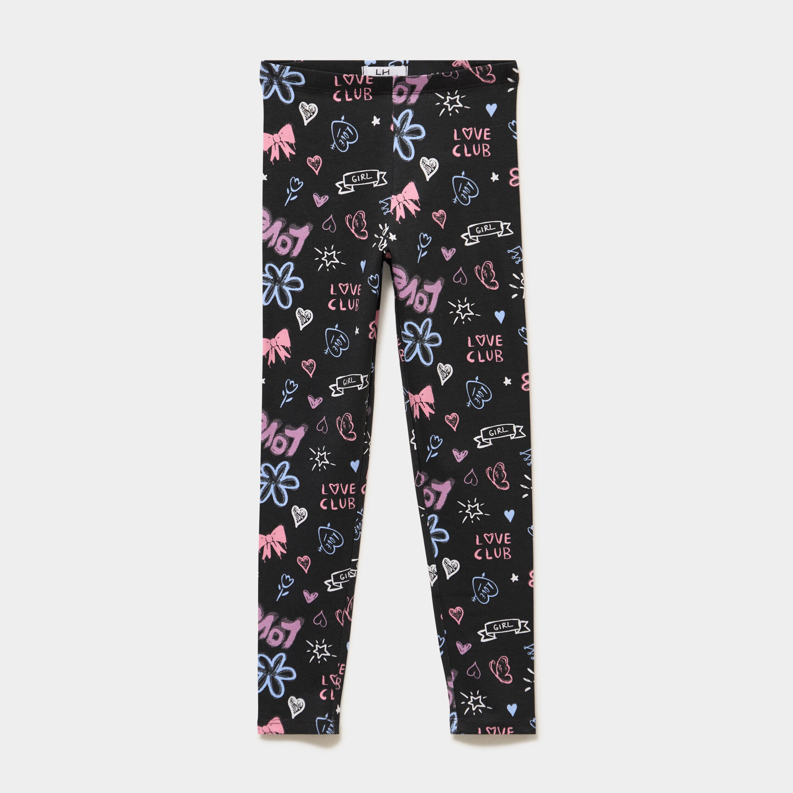 Legging taille élastiquée coton noir fille LH