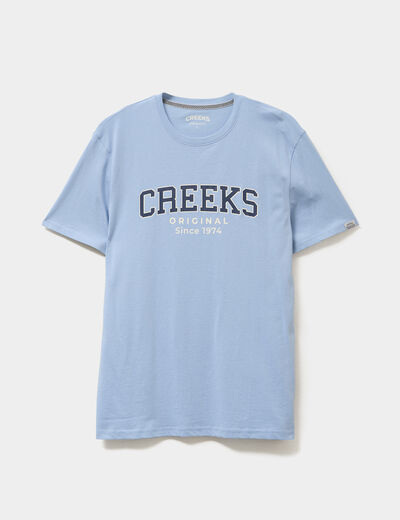 T-shirt col rond manches courtes coton bleu ciel homme