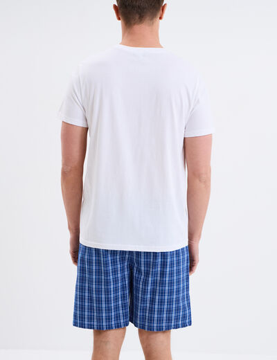 Ensemble pyjama short et t-shirt coton blanc homme