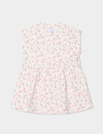 Robe patineuse manches courtes ecru bébé fille