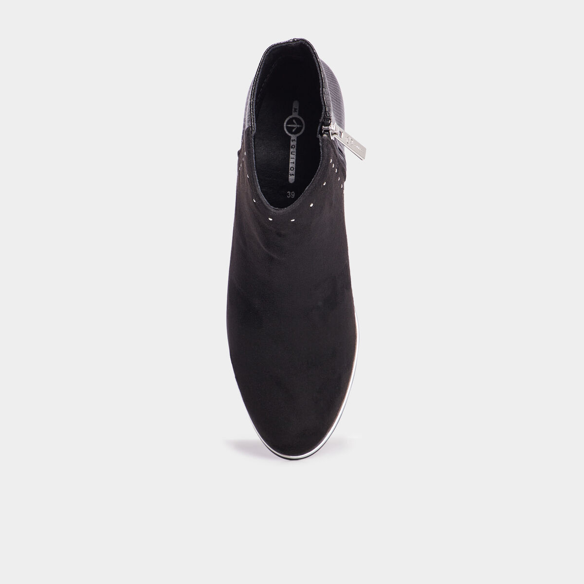 Bottines &agrave; talons bi-mati&egrave;res et clous noir femme