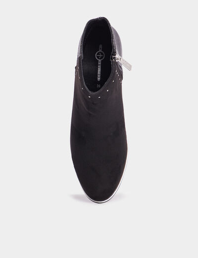 Bottines &agrave; talons bi-mati&egrave;res et clous noir femme