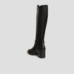 Bottes cavali&egrave;res &agrave; talons en cuir noir femme