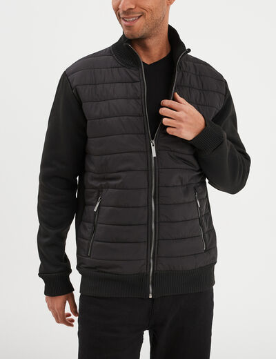 Gilet zippé matelassé col montant noir homme