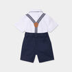 Ensemble 3 pi&egrave;ces avec salopette bleu marine b&eacute;b&eacute; gar&ccedil;on