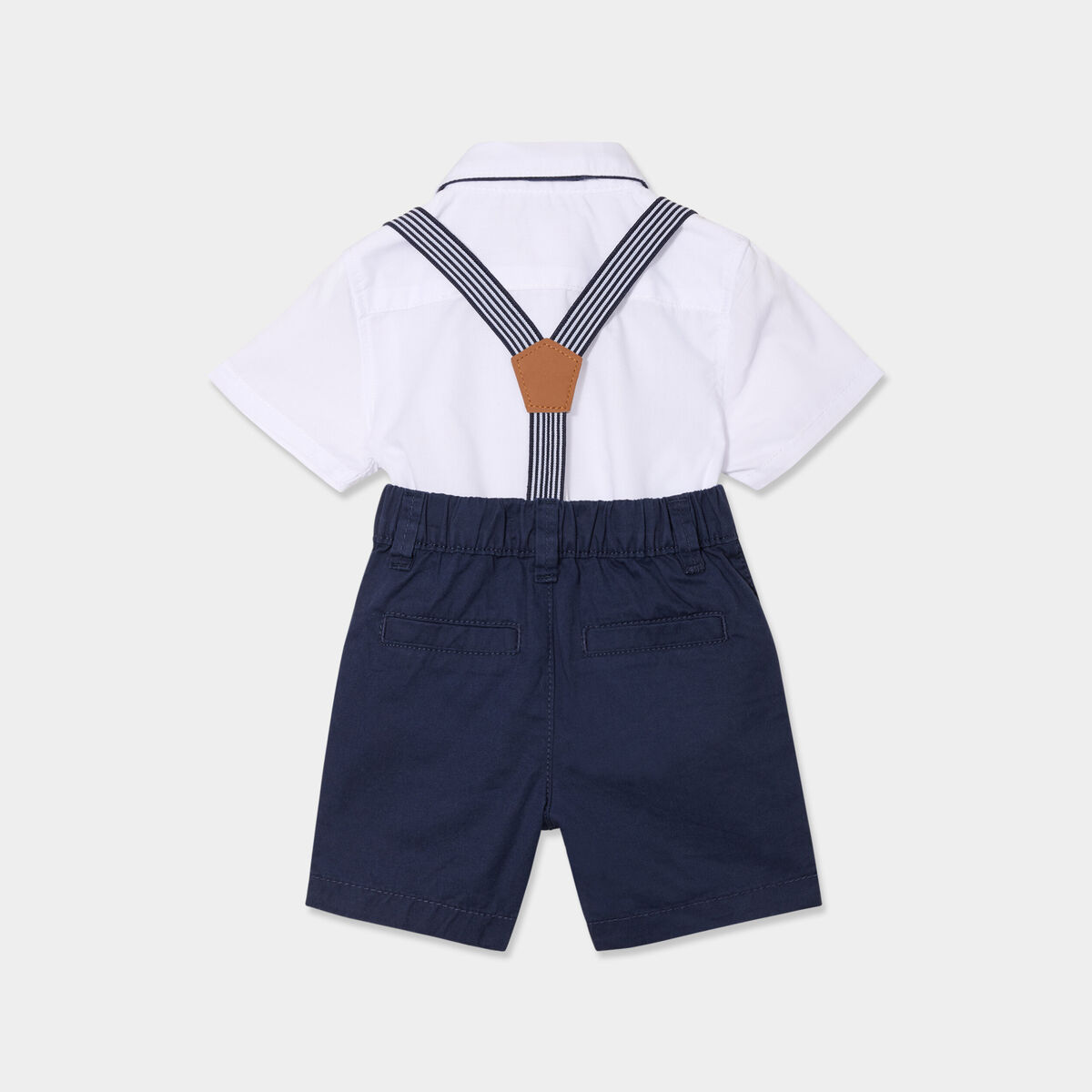 Ensemble 3 pi&egrave;ces avec salopette bleu marine b&eacute;b&eacute; gar&ccedil;on