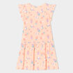 Robe courte évasée à volants orange fluo fille