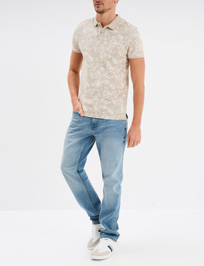 Polo droit manches courtes coton beige homme