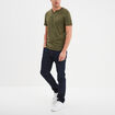 T-shirt manches courtes col tunisien vert kaki homme