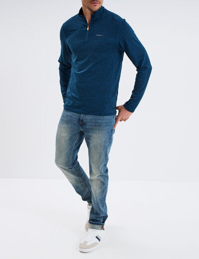 T-shirt col camionneur Trappeur bleu pétrole homme