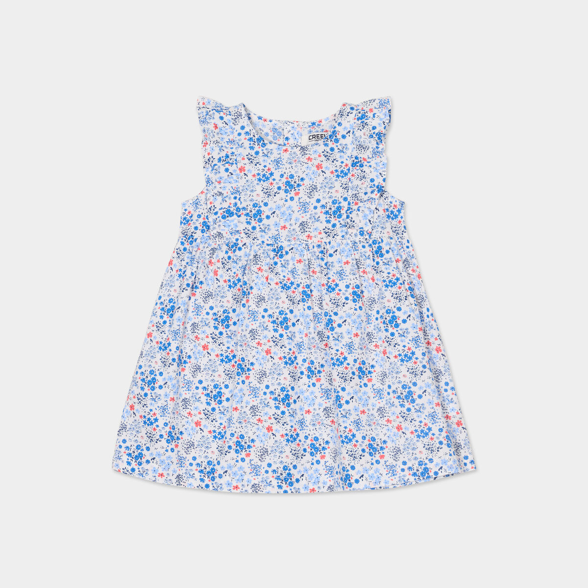 Robe patineuse avec volants coton Creeks ecru bébé fille