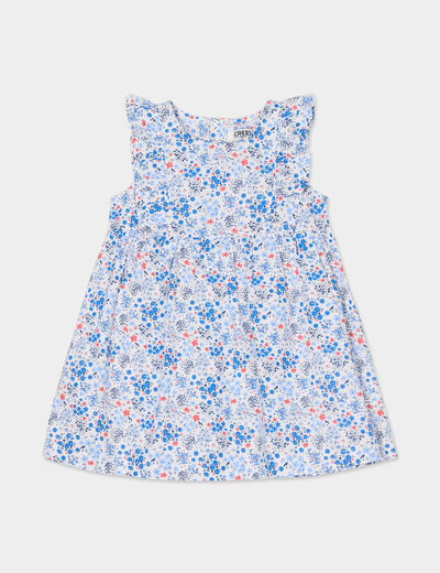 Robe patineuse avec volants coton Creeks ecru bébé fille