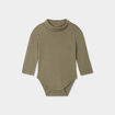 Body col roul&eacute; manches longues coton vert kaki b&eacute;b&eacute; gar&ccedil;on