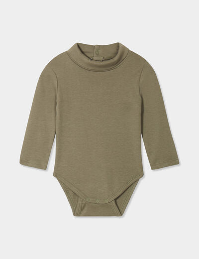 Body col roulé manches longues coton vert kaki bébé garçon