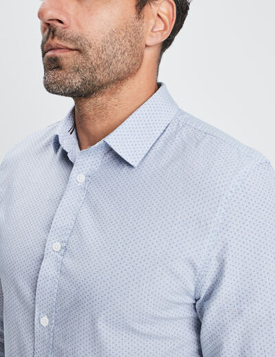 Chemise droite imprimée manches longues blanc homme