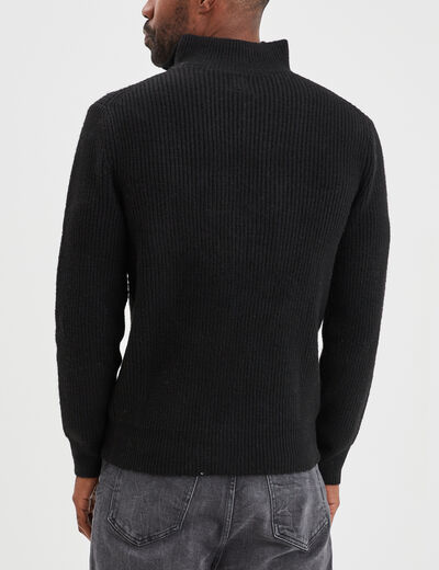 Gilet col camionneur zippé côtelé noir homme