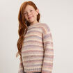 Pull col rond droit manches longues multicolore fille