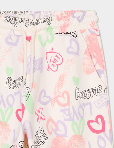 Pantalon de jogging bas élastiqué beige fille