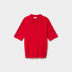 Pull col polo manches courtes rouge femme