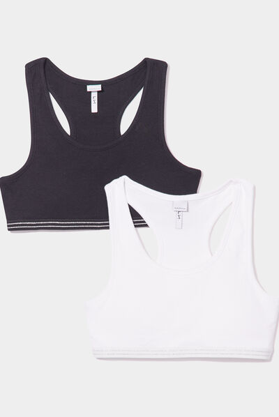 Lot 2 brassières effet côtelé noir fille