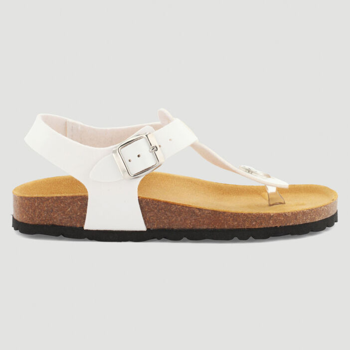 Sandales entre-doigt semelle liège femme blanc