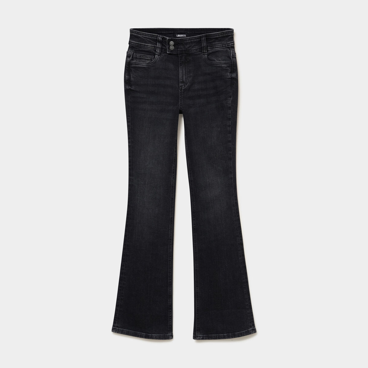 Jean flare taille basse denim noir femme