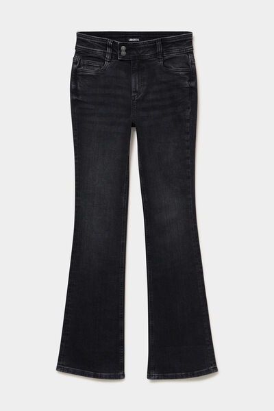 Jean flare taille basse denim noir femme