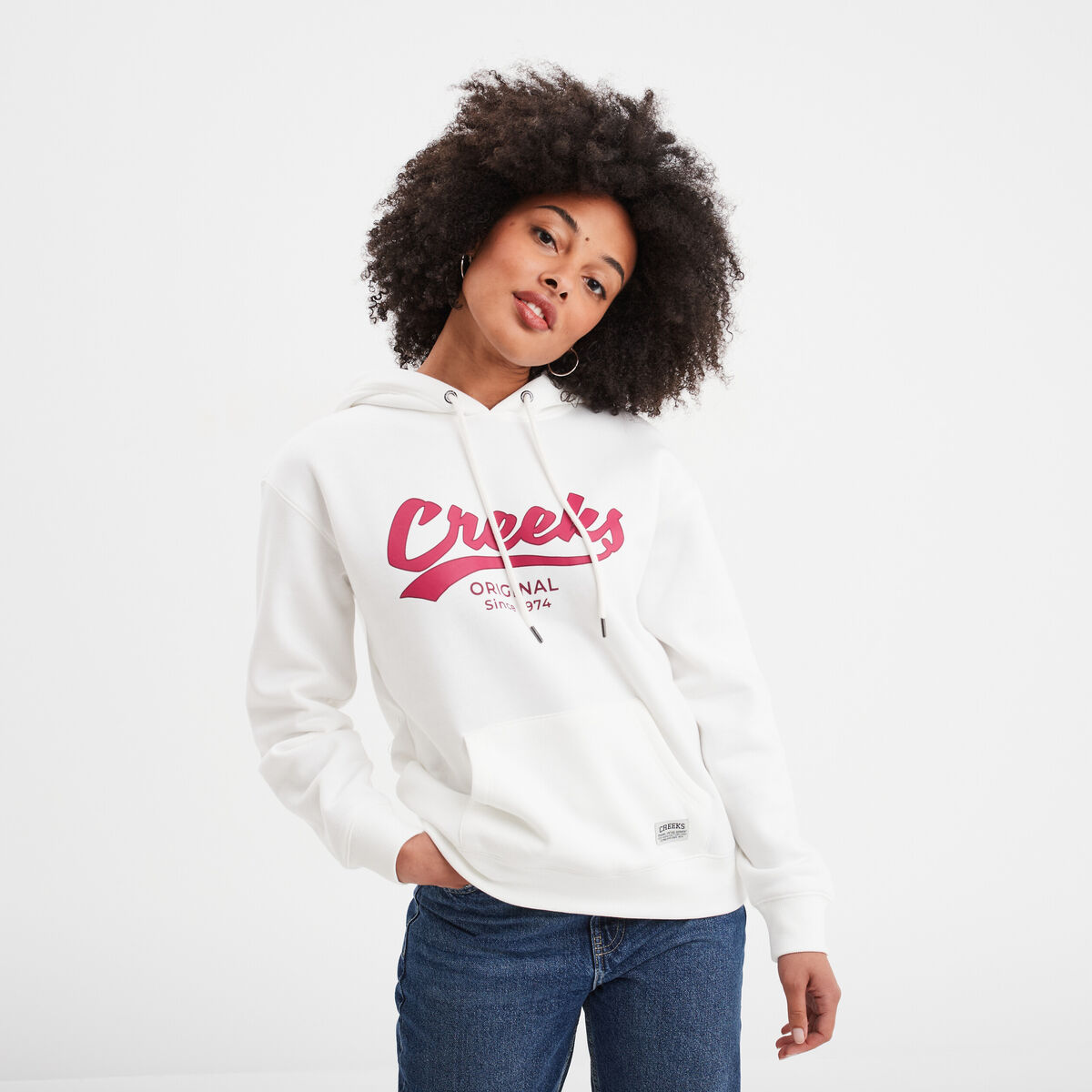 Sweat &agrave; capuche hoodie blanc femme