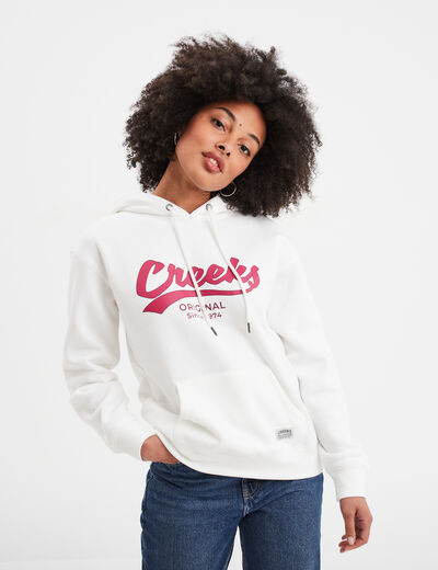 Sweat &agrave; capuche hoodie blanc femme