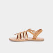 Sandales plates &agrave; brides en cuir Creeks camel fille