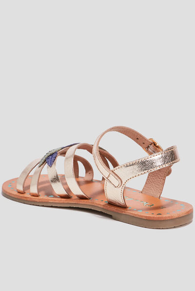 Sandales en cuir Creeks jaune or fille