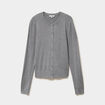 Gilet col rond manches longues gris femme