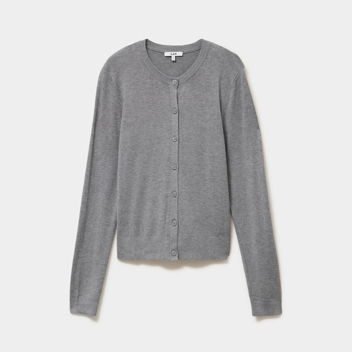 Gilet col rond manches longues gris femme