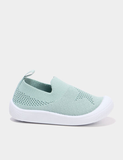Baskets bout renforc&eacute; &agrave; semelle souple vert olive b&eacute;b&eacute; gar&ccedil;on