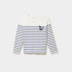 T-shirt coton col rond manches longues bleu marine fille