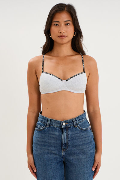 Soutien-gorge triangle padd&eacute; gris femme