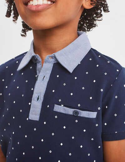 Polo manches courtes 1 poche bleu marine garçon