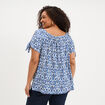 T-shirt gaufr&eacute; avec manches &agrave; noeuds ecru femme grande taille