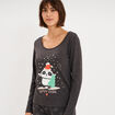 Ensemble pyjama No&euml;l 2 pi&egrave;ces gris fonc&eacute; femme
