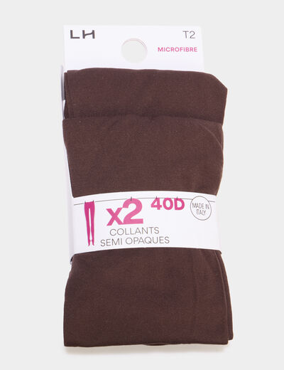 Lot 2 collants 40D marron femme