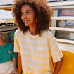 T-shirt droit &agrave; manches courtes coton jaune citron femme