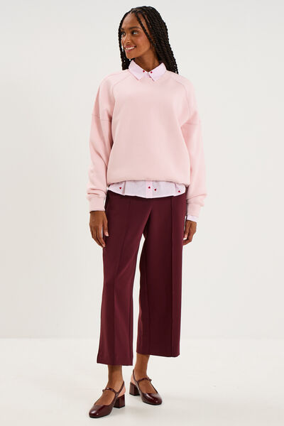 Sweat col rond oversize manches longues rose pastel femme