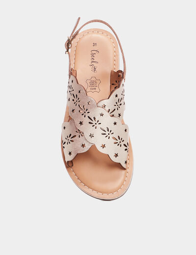 Sandales perforations en cuir Creeks jaune or fille
