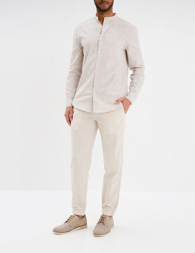 Pantalon de jogging en lin mélangé gris clair homme