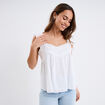 Blouse bretelles à volants coton blanc femme